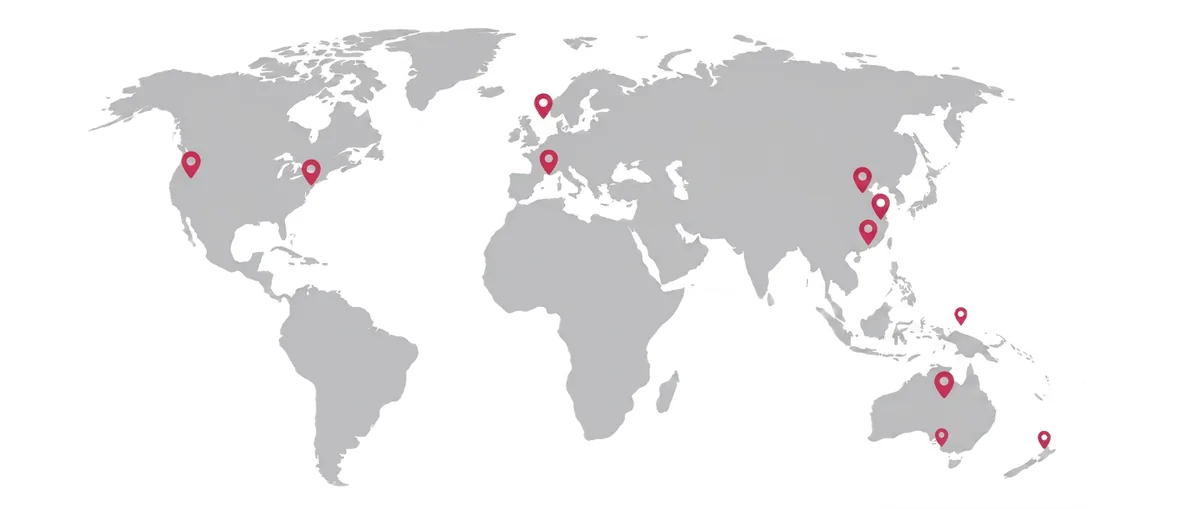 World map marking My Beauty Swap member cities